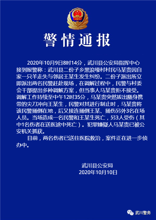 內蒙古重大刑事案件致3死2傷 一民警制止行兇時被捅身亡